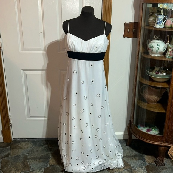 Onyx Nite Black White Y2K Spaghetti Straps Prom Pageant Formal Dress Size 13/14 - Picture 1 of 5
